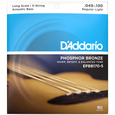 D'ADDARIO EPBB170-5 ACOUSTIC BASS PHOSPHOR BRONZE LIGHT 5-STRING 45-130 Струни для акустичного баса
