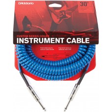 D'ADDARIO PW-CDG-30BU Coiled Instrument Cable - Blue Інструментальний кабель