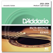 D'ADDARIO EZ920 85/15 BRONZE MEDIUM LIGHT (12-54) Струни для акустичної гітари