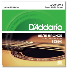 D'ADDARIO EZ890 85/15 BRONZE SUPER LIGHT (09-45) Струни для акустичної гітари