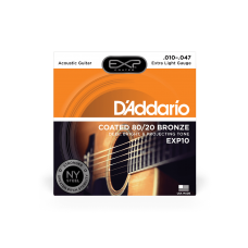 D'ADDARIO EXP10 EXP COATED 80/20 BRONZE EXTRA LIGHT 10-47 Струни для акустичної гітари