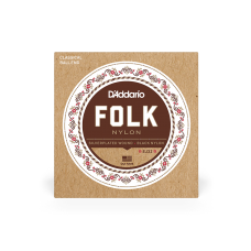 D'ADDARIO EJ32 FOLK NYLON Ball End Silver Wound/Black Treble Струни для класичної гітари